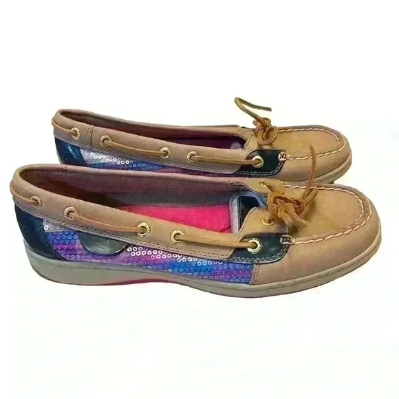 Sperry Shoes - Sperry Women's Top-Sider Angelfish 9102823 Tan Leather Sequin Pink Shoes 8 M
